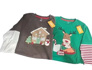 Gymboree Size 12 Lot Of Two Christmas Holiday Shop Long Sleeve T Shirts Tee Boy - Picture 1 of 12