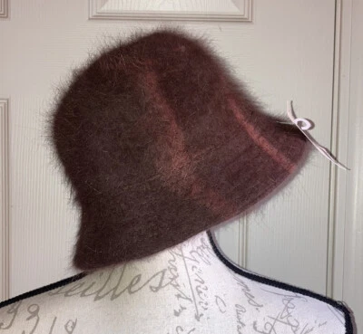 Nuevo con etiquetas Sombrero Cubo Angora Vintage Deadstock Por David & Young Años 90 Gorra Marrón Foto 1 de 4