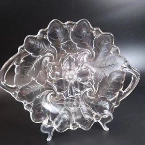 Vintage Indiana Glass Wild Rose Cake Plate Clear Pressed Textured Double Handles - Picture 1 of 6