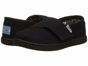 NEW UNISEX INFANT TODDLER TOMS SLIP ON CLASSIC BLACK CANVAS MEDIUM FLATS OXFORD - Picture 1 of 7