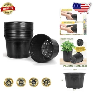 24-Pack Flexible 3-Gallon Nursery Pots with Drainage Holes for Outdoor Plants - Picture 1 of 9