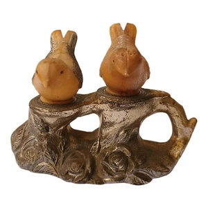 VINTAGE SALT & PEPPER SET VICTORIAN STYLE PLASTIC BIRDS PERCHED ROSE BRANCH - Picture 1 of 12