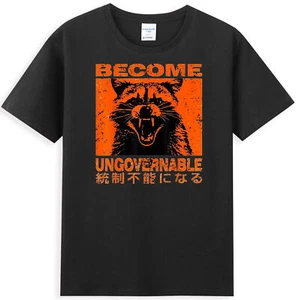 Become Ungovernable Funny Raccoon Japanese Design  Men's T-Shirt - Picture 1 of 5