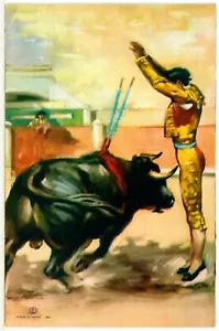 POSTCARD Impreso En Mexico 106 BULLFIGHTER MATADOR BULL ~ 1961 Tarjeta C Landin - Picture 1 of 4