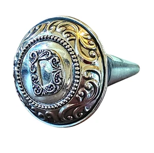 Ganz Monogram Letter D Circle Metal Ornate Silver Heavy Wine Bottler Stopper - Picture 1 of 4