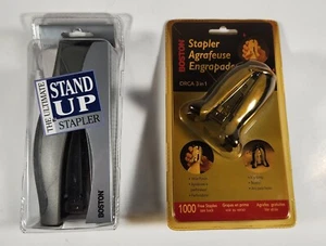 LOT OF 2 NEW VINTAGE BOSTON STAPLERS STAND UP DESKTOP AND ORCA 3 IN 1 STAPLER - Picture 1 of 6