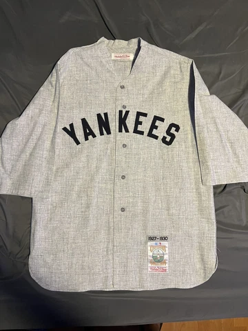 100% Authentic 1927 30 Babe Ruth NY Yankees Mitchell Ness Jersey L 48 RARE Old Cover