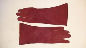 Vtg hand made Red Bordo Leather Gloves Size : 6 1/2  Made in Czechoslovakia - Picture 1 of 12