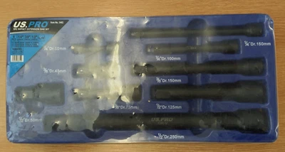 US PRO Tools 9pc 1/4" 3/8" 1/2" dr Impact Extension Bar Set For Sockets 3462 - Image 1 of 2
