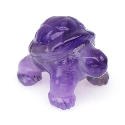 💎 12.34ct Turtle Carving Natural Purple Amethyst - Unheated, Uruguay Gemstone - Image 1 of 4