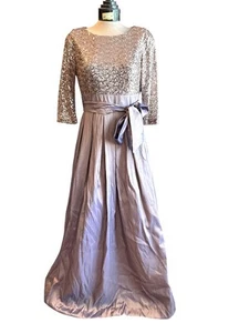 Jessica Howard Rosegold Pailletten Taft Abend Ball Abendkleid Kleid 8P - Bild 1 von 14