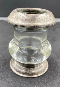 Vtg Frank M. Whiting Sterling Silver & Glass Toothpick Holder 3 1/4” High Patina - Picture 1 of 5