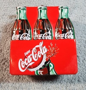 Vintage Coca-Cola Bottle Carrier Embossed Tin Lunchbox Style Collectible - Picture 1 of 8