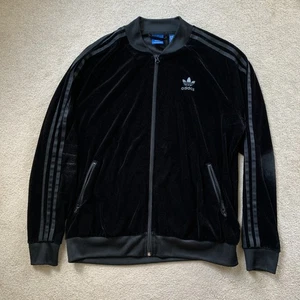 Adidas Originals Womens Velvet Vibes Superstar Track Jacket Black XL - CW0272 - Picture 1 of 8