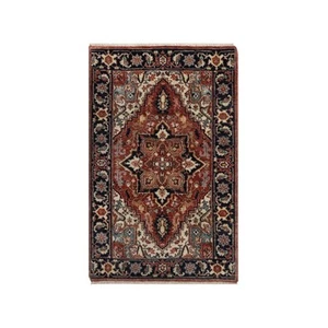 2'x3' Red Antiqued Heris Recreation New Zealand Wool Hand Knotted Mat Rug R91488 - Picture 1 of 8