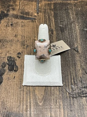Barse Prismatic Ring- Feldspar Jasper & Turquoise-Bronze-7.75-NWT - Image 1 of 4