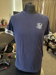 SikSilk dunkelblaues Herren T-Shirt mit Logodetail - Bild 1 von 6