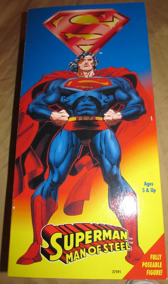 Figura Superman Man of Steel 12" con capa de tela (Kenner, 1996) K-Mart Excl. Sin usar, en caja  Foto 1 de 4