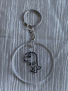 2" Klar Acryl Schlüsselanhänger, Vinyl Aufkleber-Dinosaurier - Bild 1 von 5