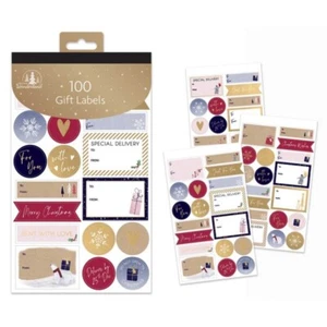 100 Gift Present Self Adhesive Labels Christmas Stickers Tags Name Present Label - Picture 1 of 4