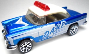 2001 MATCHBOX '55 CHEVY BEL AIR D.A.R.E. BLUE 1:65 DIECAST 3" POLICE CAR W WHITE - Picture 1 of 6