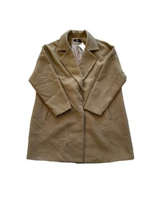 Agnes Orinda Long Button Snap Overcoat Camel Brown Pockets Womens 3X New - Picture 1 of 11