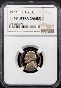 1979 S Type 2 Proof Jefferson Nickel graded PF 69 Ultra Cameo by NGC! sku 79071 - Picture 1 of 4