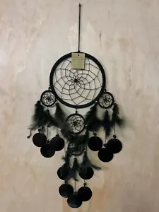 Handmade Nylon Black 22cm Web Dream Catcher With Capri Shells - Picture 1 of 3