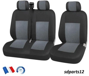 Renault Trafic Master Housses de Siège Avant 2+1 Tissu Respirant Luxe Noir Gris - Bild 1 von 4