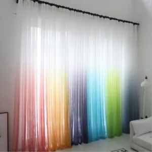 Sheer Mesh Window Curtain Drape Fabric Gradient Color See Through Sold By Metre - Picture 1 of 19