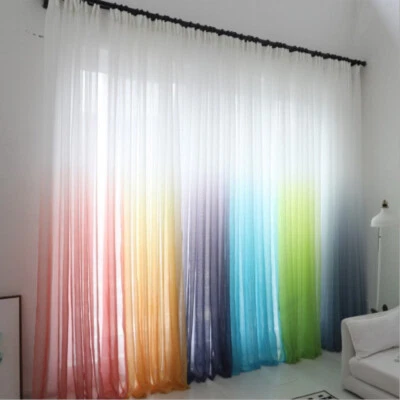 Sheer Mesh Window Curtain Drape Fabric Gradient Color See Through Sold By Metre - Image 1 of 4
