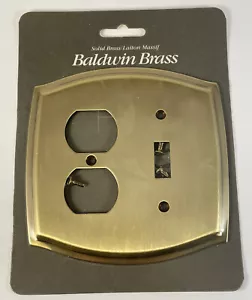 Baldwin Solid Brass - Satin Brass - Colonial Duplex Outlet Toggle Cover Plate - Picture 1 of 2