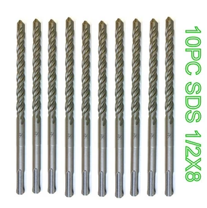 Set 10 pz di punte per trapano a percussione SDS PLUS 1/2" diametro 8" punta in metallo duro lunghe G - Foto 1 di 12