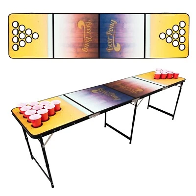 Beer Pong Table Red and Blue 8ft | Portable Folding Party Drinking Game  - image 1 of 4