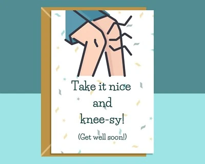 Funny Knee Operation - Handmade Card - For New Knees - Knee Surgery Card  - Image 1 of 3