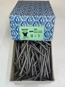 Box Steel Countersunk Screws 3" x 10 Nettlefolds GKN Slotted Full Box of 200 - Picture 1 of 24