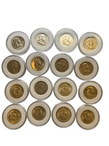 Lot Of 16 Franklin Half Dollar Coins  - Picture 1 of 13