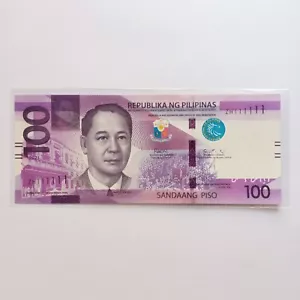 PHILIPPINES 100 2021 SOLID ZH111111 DUTERTE - DIOKNO E-NGC UNC - Picture 1 of 7