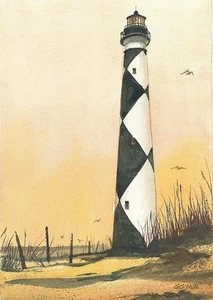 Faro Cape Lookout, Outer Banks, Carolina del Norte. Gerald Hill Grabados de Arte - Imagen 1 de 2