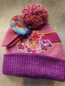 TROLLS WORLD TOUR YOUTH BEANIE 2 PIECE SET PINK 2T-5T - Picture 1 of 12