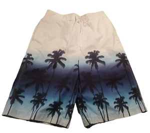 Boys Palm Tree Whit/Blue Swim Shorts/Trunks Size L (14/16) - Picture 1 of 7