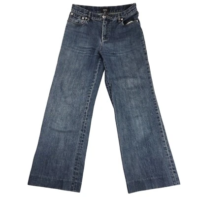 Jeans APC Jean Sailor cintura alta perna larga jeans lavagem escura tamanho 27 26x26 anos 90 Y2K - Imagem 1 de 4