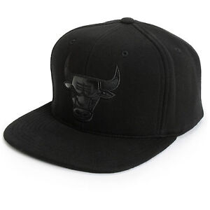 Mitchell & Ness NBA Chicago Bulls Team Logo Classic Blacked Out Fitted Cap Hat