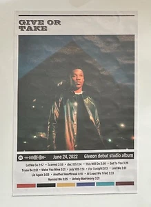 Giveon Give or Take Debutto Album Copertina Musica 11,75”x17,5” Canvas Wall Art Poster - Foto 1 di 3