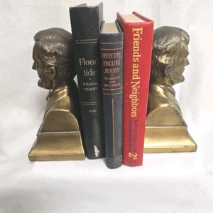 Abraham Lincoln Brass Bust Bookends by M. Brady and Sculpted By Alexander Geiges - Picture 1 of 9