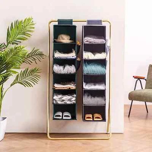 6-Shelf Hanging Closet Organizer, 12in x 48in Rod Hanging Storage. - Picture 1 of 12