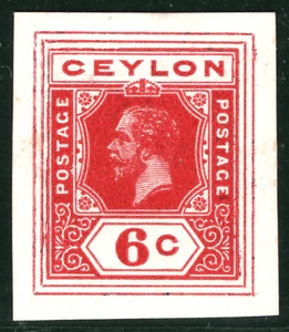 CEYLON KGV Stamp 6c Red *COLOUR TRIAL*/PROOF Key Plate Stationery Die YOB24 - Picture 1 of 6