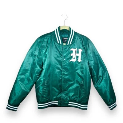 Medium Carbon Brand Men’s Varsity Jacket Hustle Logo Streetwear Snap Closure - Image 1 of 4