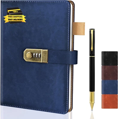 Diary with Lock for Men and Women, A5 Vintage Leather Journal with Lock for Boy - Image 1 of 4