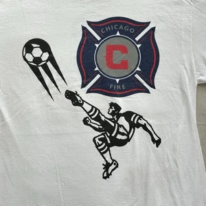Vintage CHICAGO FIRE FC T-Shirt LARGE Oneita WHITE Promo MLS Soccer Jersey AT&T - Picture 1 of 11